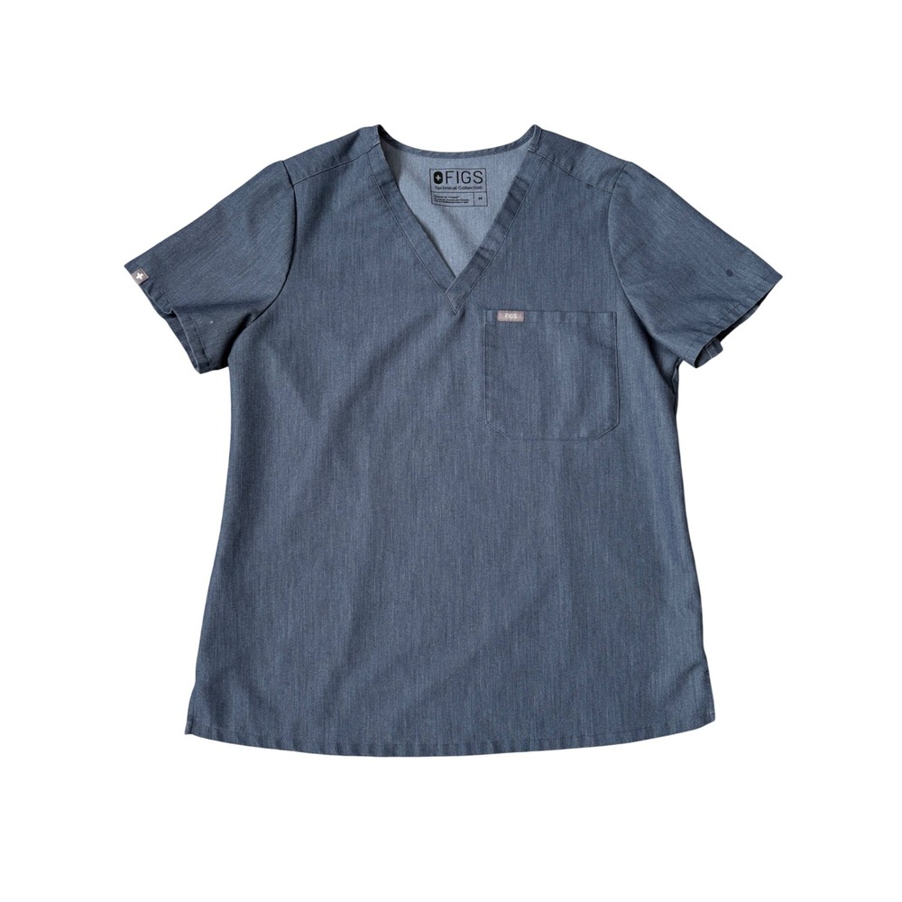 FIGS Catarina Technical Collection Womens V-Neck Scrub Top Charcoal Heathered M